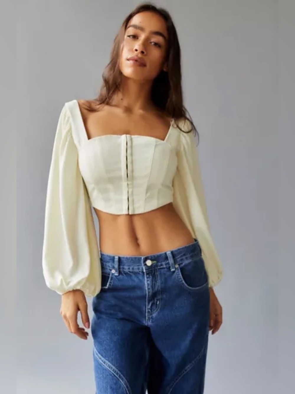 Urban Outfitters Ivory Maddie Bustier Blouse REN fest , romantic L